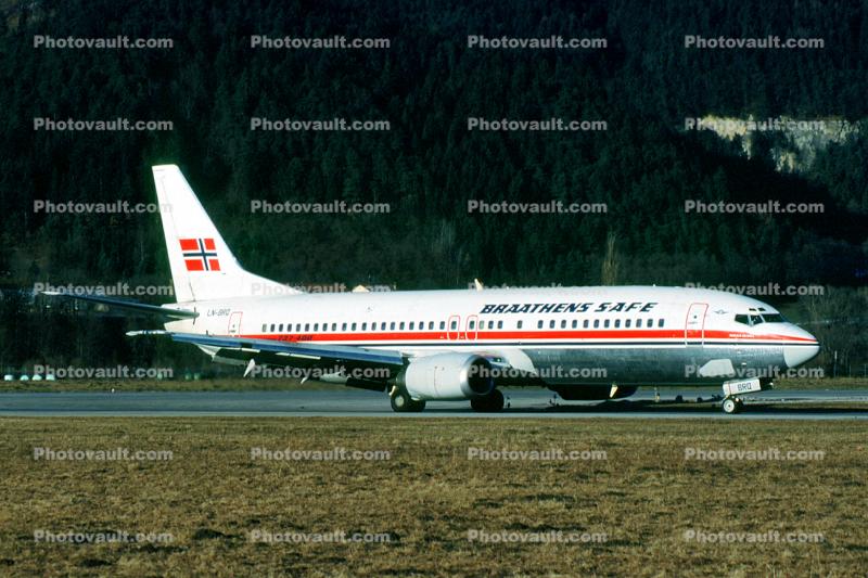 LN-BRQ, Braathens, Boeing 737-405, 737-400 series, CFM56-3C1, Harald Gr?fell , September 1999, CFM56