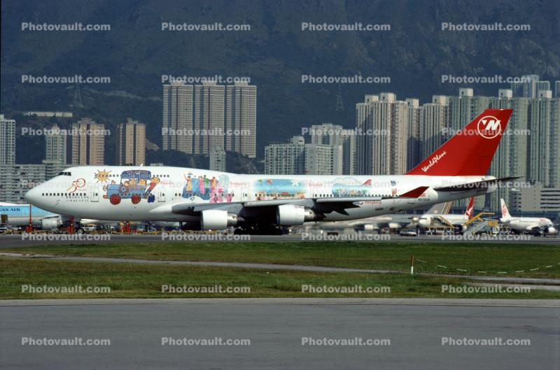 N670US, WorldPlane, Northwest Airlines NWA, Boeing 747-451, 747-400 series