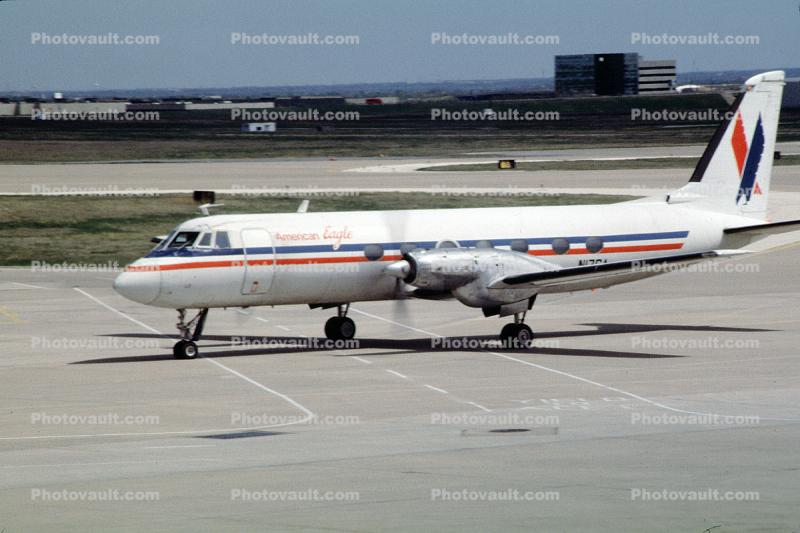 N17CA, American Eagle, G-159 Gulfstream 1, DFW 1989, 1980s