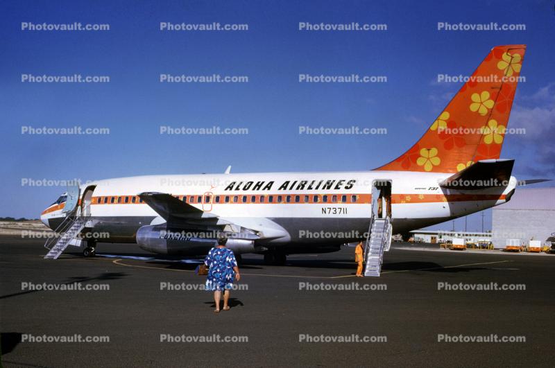 N73711, Funjet, JT8D-9A, JT8D, Boeing 737-297, 737-200 series, Aloha Airlines
