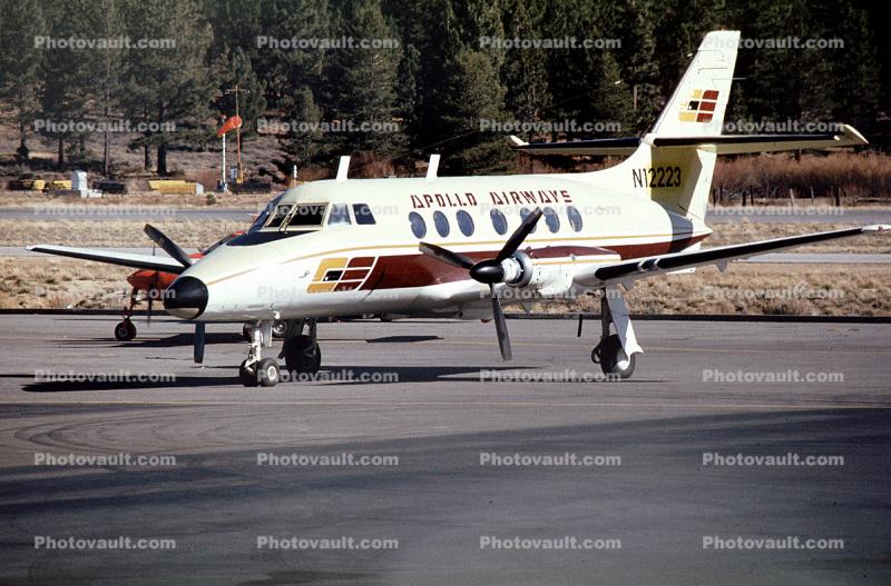 N12223, Apollo Airways, Handley Page Jetstream 137, Lake Tahoe Airport TVL, November 1975