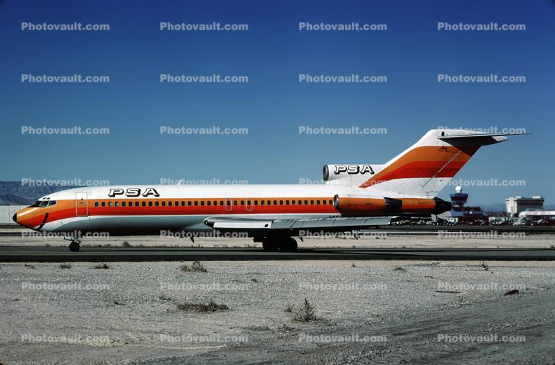N974PS, PSA, Boeing 727-014, JT8D, JT8D-7B, Smileliner