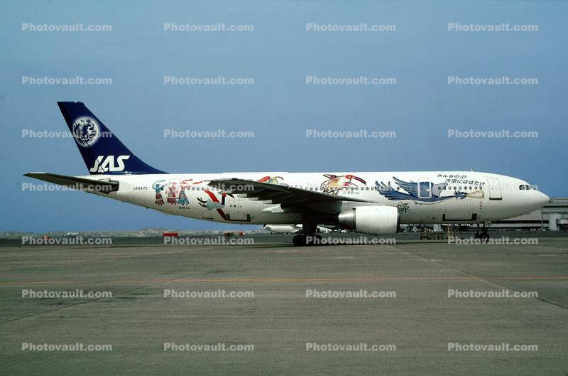 JA8472, JAS, Japan Air System, cartoon characters, birds, Airbus A300B2K-3C