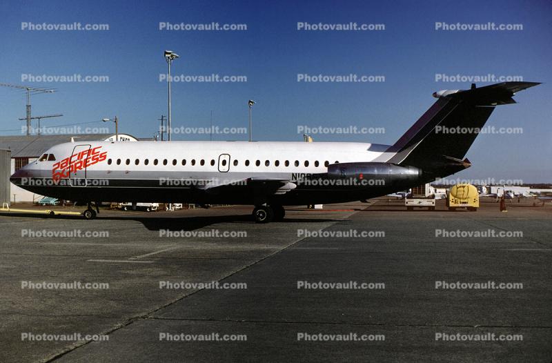 N106EX, Pacific Express Airlines, BAC 111-201AC, Chico Municipal Airport, Butte County