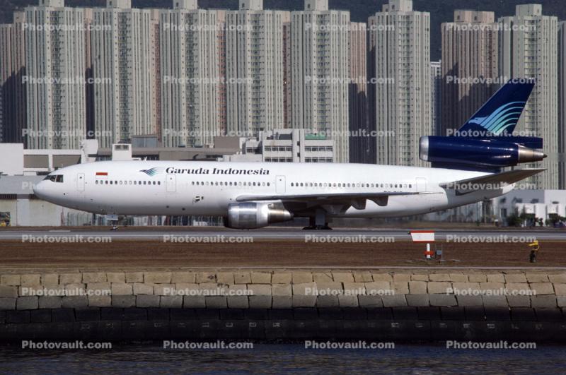 PK-GIE, Garuda International Airline DC-10-30 at Hong Kong