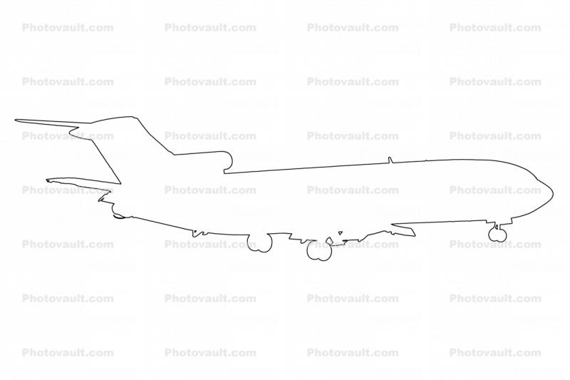 Boeing 727-231 outline, Pencil drawing