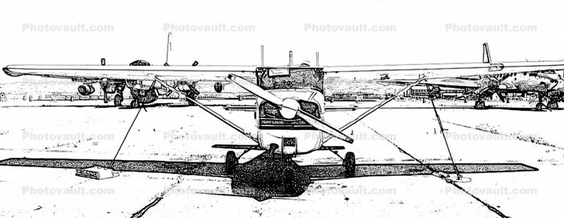 Pencil Sketch, Cessna 172, Paintography, Abstract