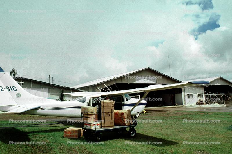 Box's, boxes, box, cart, hangar, Aiyura Airport, Papua New Guinea