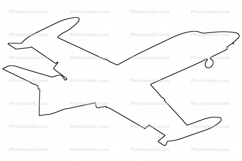 Learjet outline, line drawing, shape