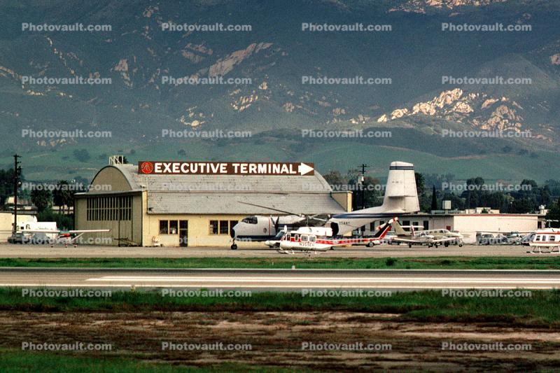 Executive Terminal Hangar, building, mountains