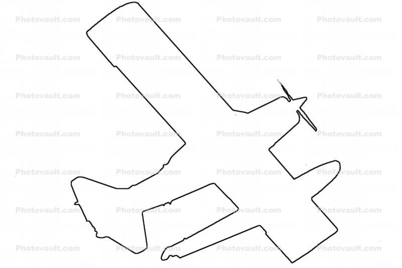 Seaplane outline, line drawing, shape