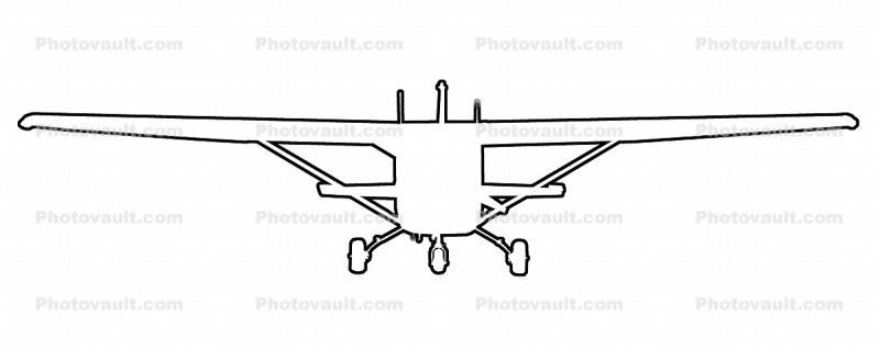 Cessna 172 outline, line drawing, shape