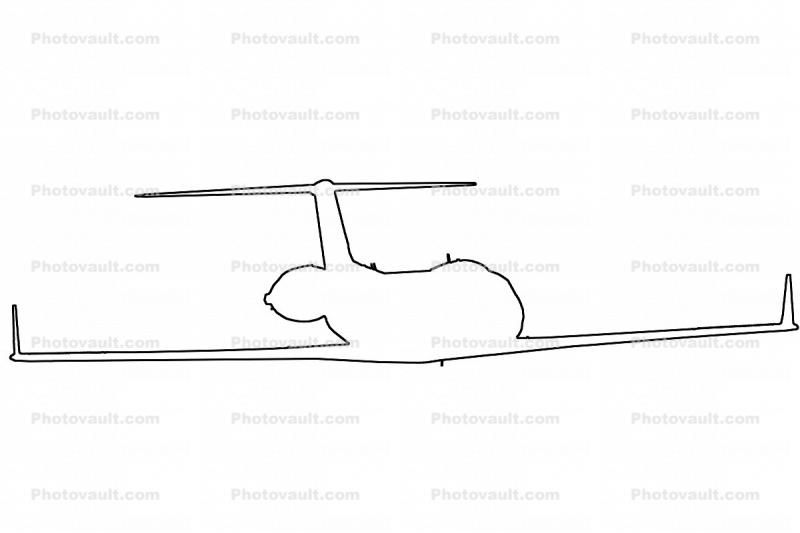 Gulfstream-IV outline, line drawing, shape