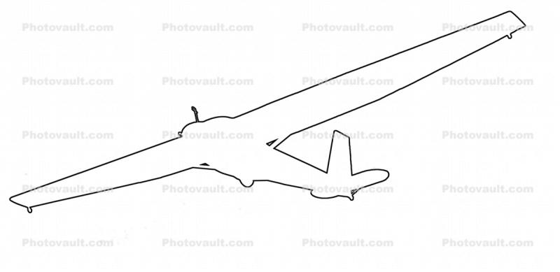 Glider outline, line drawing