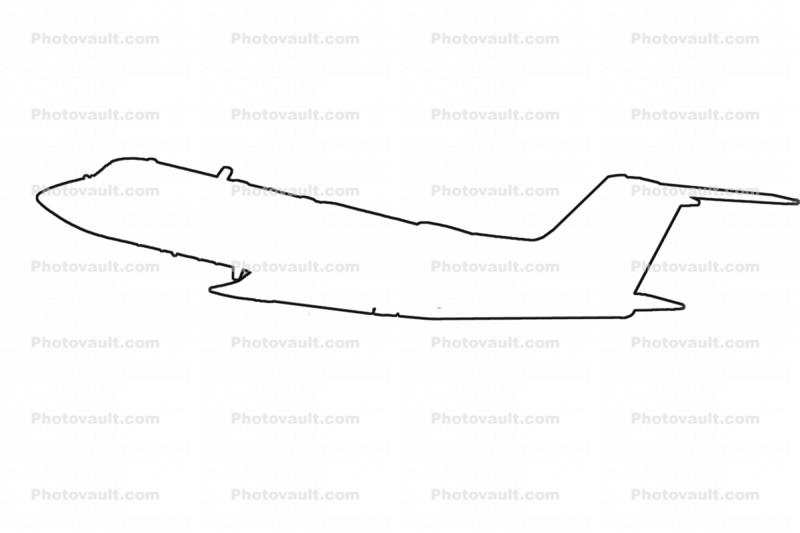 Gulfstream Aerospace G-IV outline, line drawing, shape