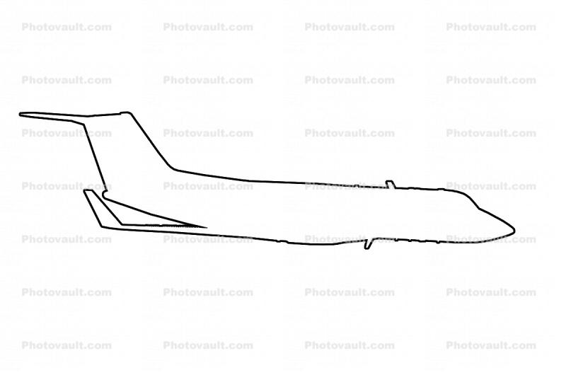 Gulfstream Aerospace, GV-SP outline, line drawing, shape