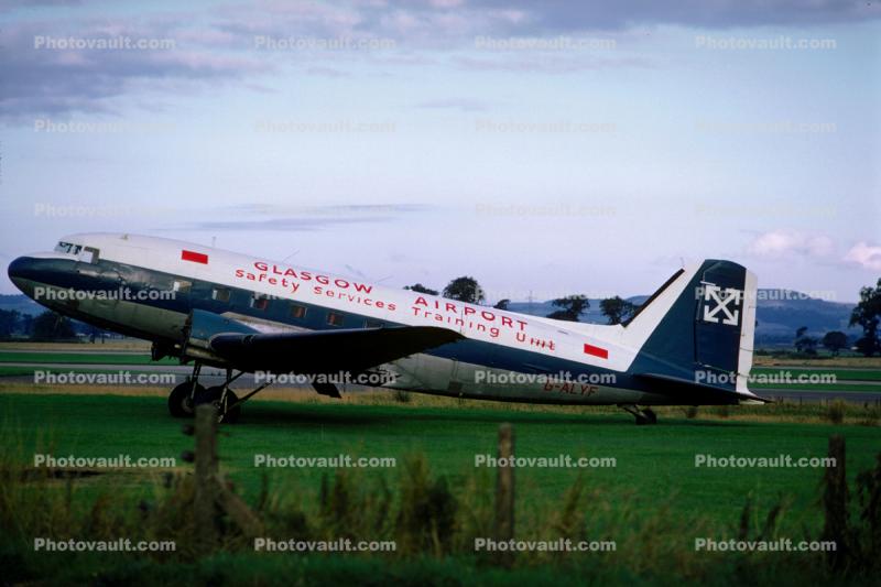 G-ALYF, Glasgow Airport, Safety Services Training Unit, Douglas DC-3 Twin Engine Prop