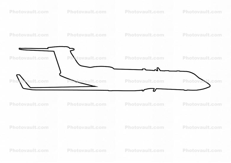 Gulfstream Aerospace G-V outline, line drawing, shape