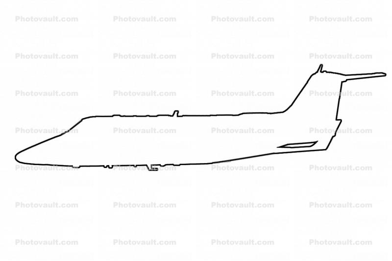 Learjet outline, line drawing, Gates Learjet-55, shape
