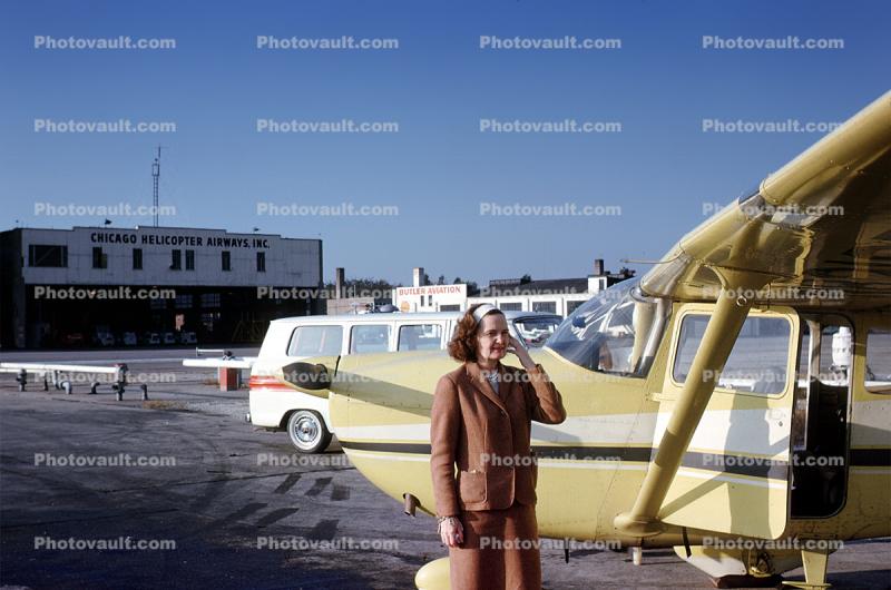 N8212T, Cessna 175B, woman, female
