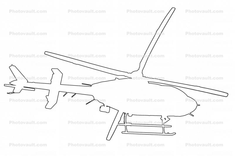 Bell 407 outline, line drawing