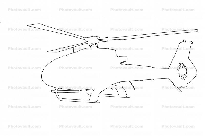 Eurocopter EC130B-4, EC130 Line Drawing, outline