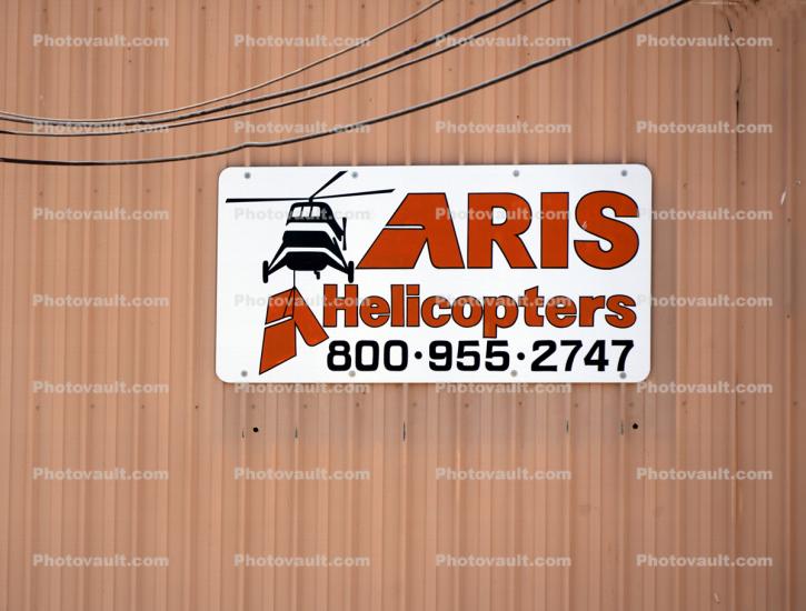 Aris Helicopters signage, Hollister Municipal Field, 26 May 2021