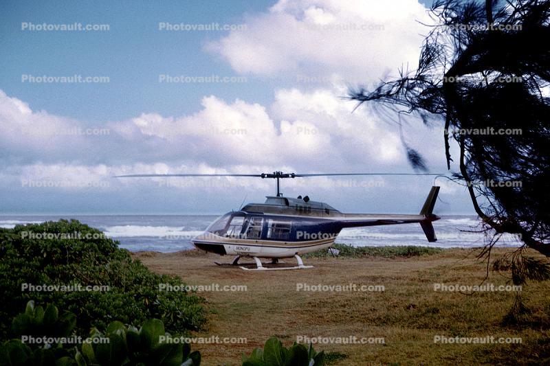 Bell 206 at Coco Palms, Kauai, March 1973, 1970s