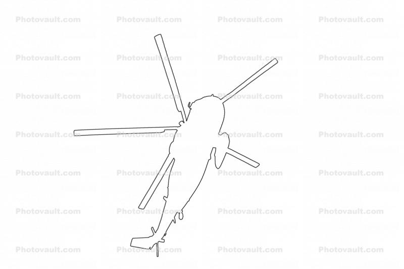 Sikorsky SH-3 Sea King Line Drawing, outline