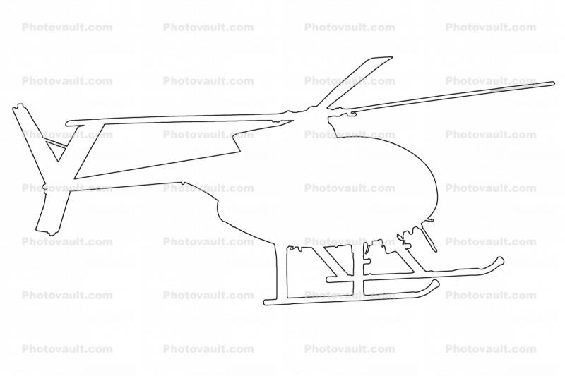 McDonnell Douglas MD 500 outline, line drawing, shape