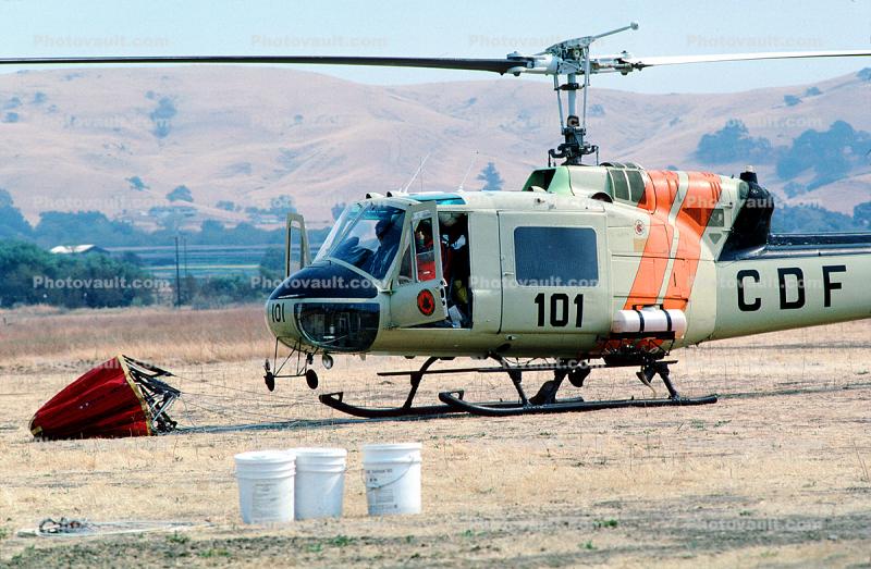 N491DF, 101, Bell EH-1H Iroquois, Water Bucket, CDF, California Department of Forestry & Fire Protection, September 18 1988