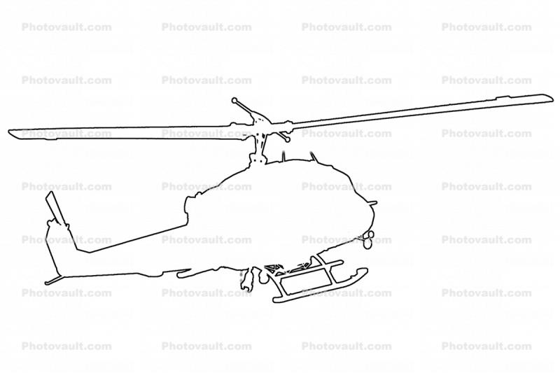 Bell 204 Line Drawing, outline