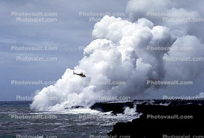 Lava Flows into the Pacific Ocean, Bell 206 JetRanger