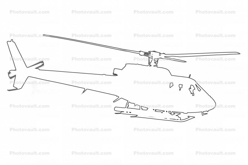 Aerospatiale Ecureuil 350D AStar Line Drawing, outline