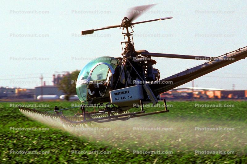 Crop Dusting, Aerial Spraying, Pesticide, Hiller UH-12, Central Valley, sprayer