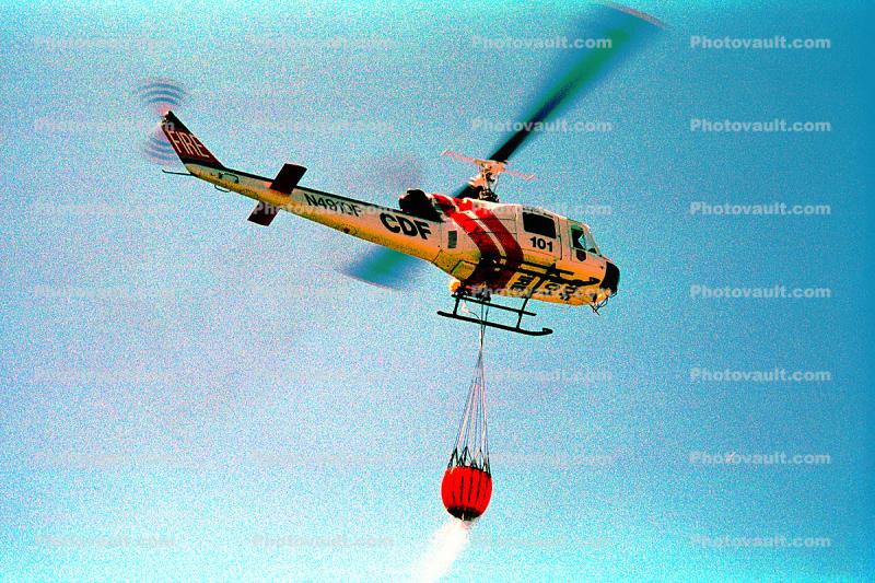 N491DF, Bell EH-1H Iroquois, CDF, Water fighting demonstration, California Department of Forestry & Fire Protection, Marin County, California