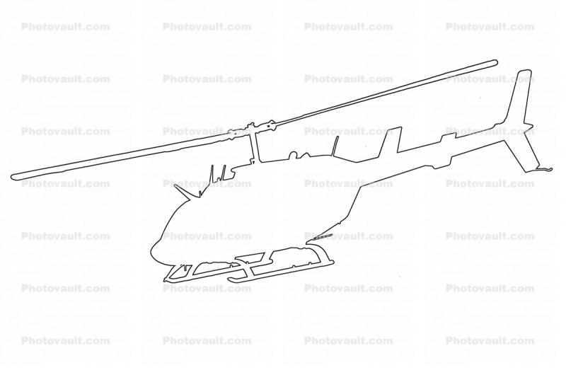 Bell 206L Long Ranger outline, line drawing