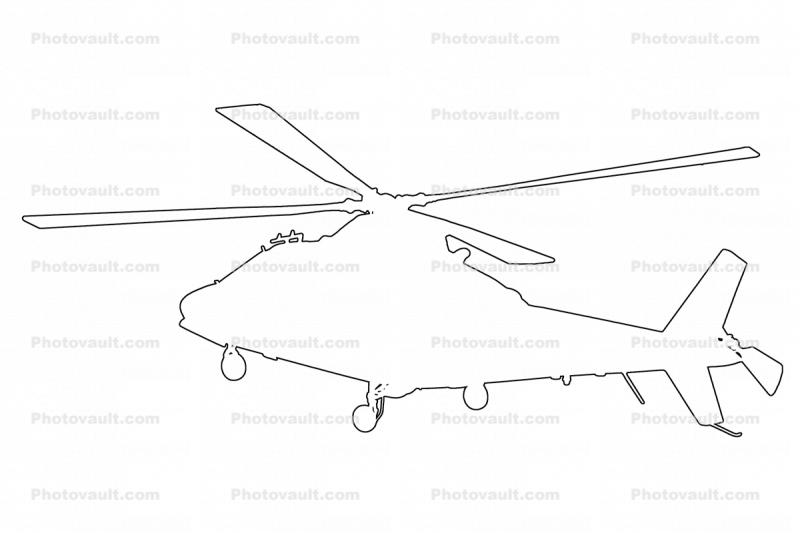 Agusta A109A Mk.II outline, line drawing