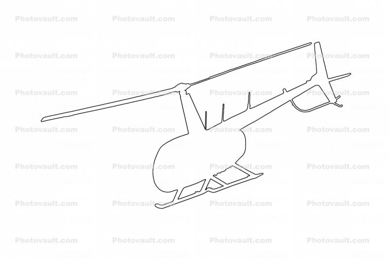 Robinson R-44 Line Drawing, outline