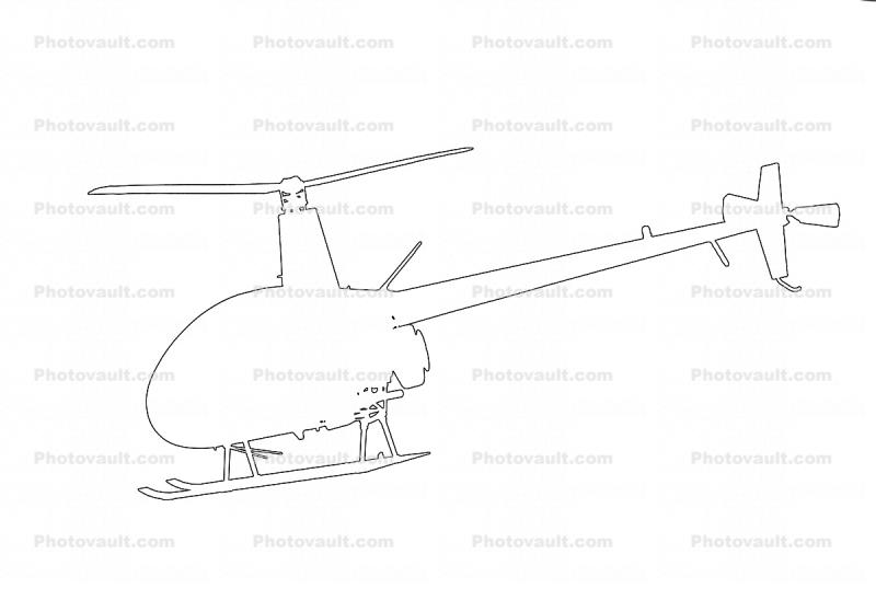 Robinson R-22 outline, line drawing