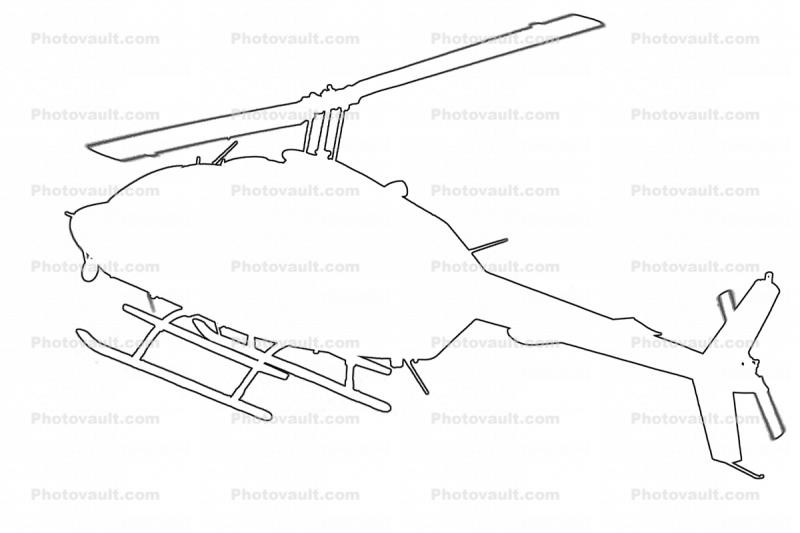 Bell, 206 Line Drawing, outline