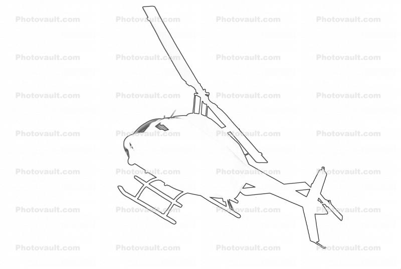 Bell 206B JetRanger II Line Drawing, outline