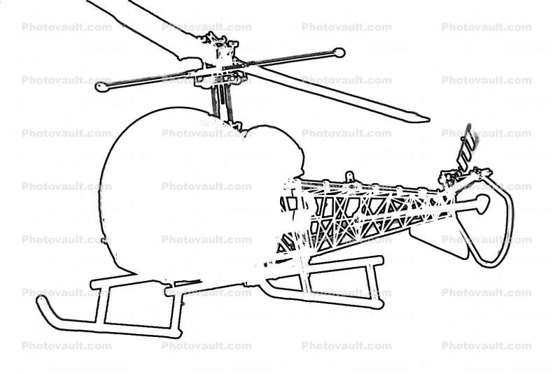 Bell-47 Line Drawing, outline