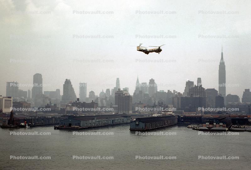 New York Airways, N10103, Piasecki/Vertol 44B, helicopter, New York City docks, waterfront, June 1959, 1950s