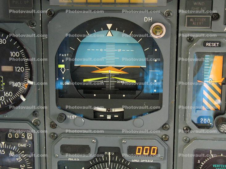 Artificial Horizon, Cockpit, Boeing 737, Steam Gauges
