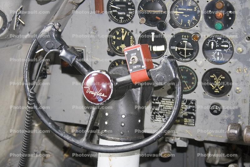 DC-6B Cockpit, Steam Gauges, 1950s