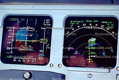 weather radar, Artificial Horizon, Airbus A320 series glass cockpit