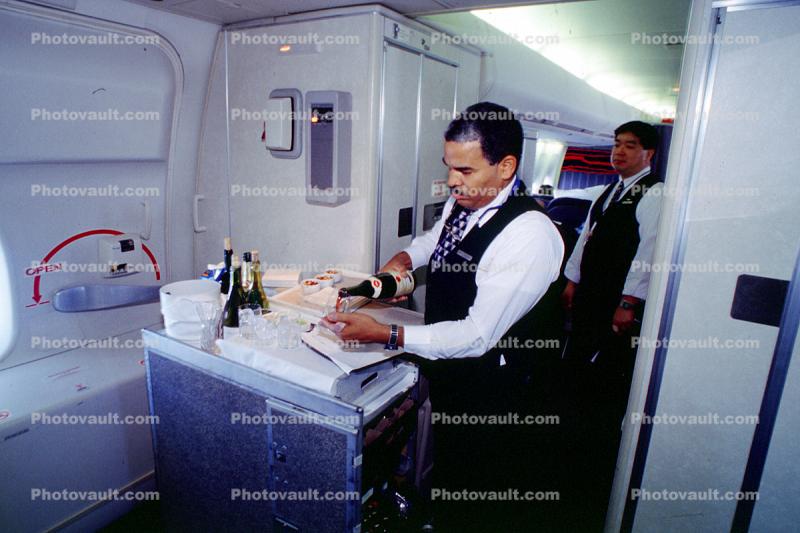 Food Cart, Flight Attendant, Cabin Crew, Wine, Champagne, drinks, alcohol, door