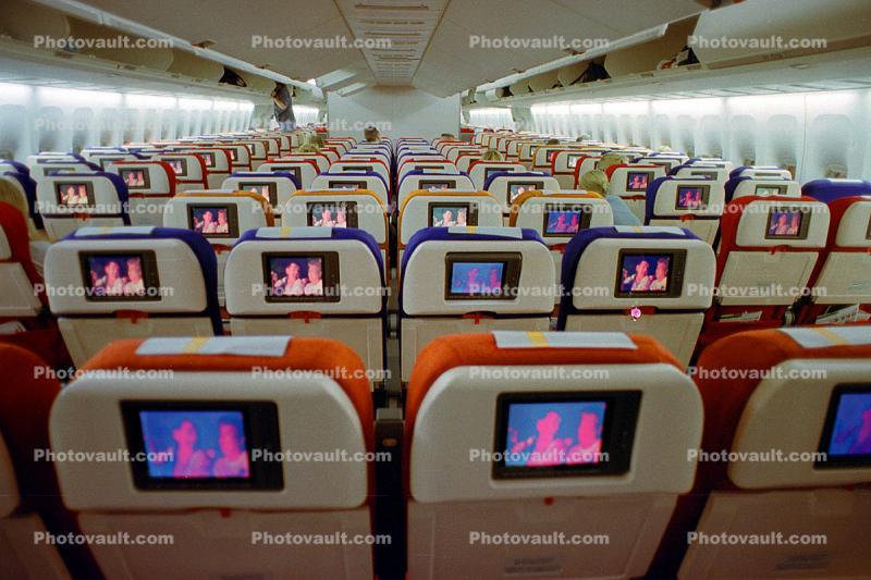 Seats, IFE, In flight entertainment, Television, seating, Empty Cabin