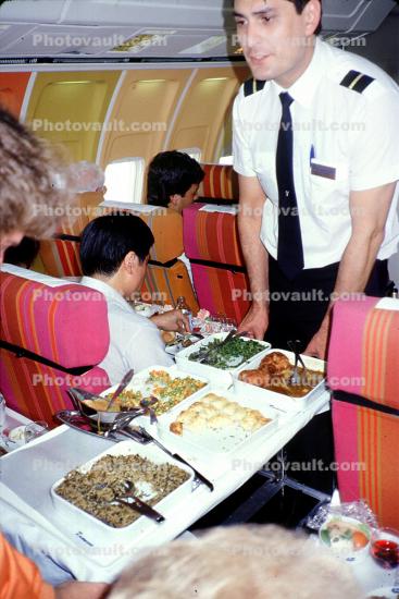 Airplane Food Tray Cart, Steward, Serving Food, Flight Attendant, Cabin Crew